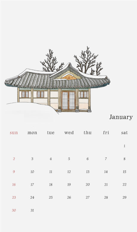 Small Happiness Calendar Letter JAN Beauty of Joseon Small Happiness Calendar Letter JAN Beauty of Joseon